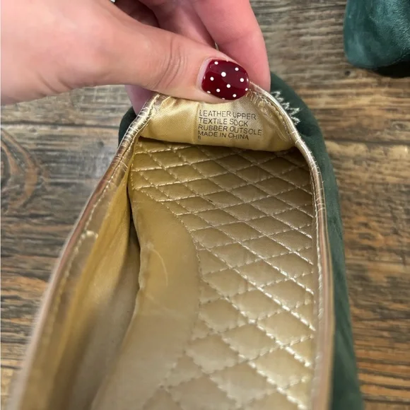 Birdies Emerald Green Floral Embroidered Flats - Picture 6 of 7